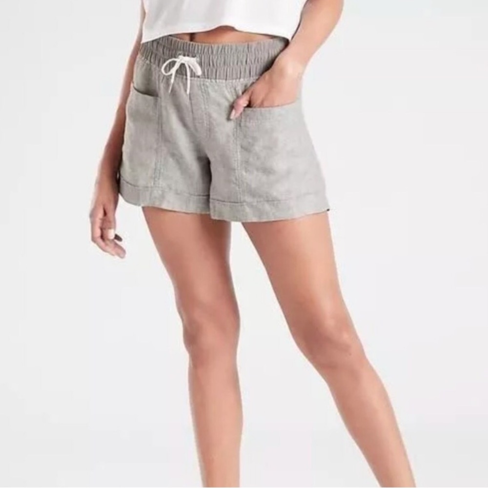 Athleta Cabo Linen 4” Gray Linen Shorts 2